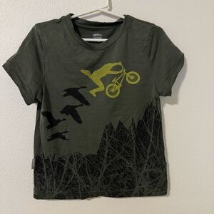 Icebreaker Merino Wool Short Sleeve Graphic Crew Tee Gray Mountain Bike 5-6Y
